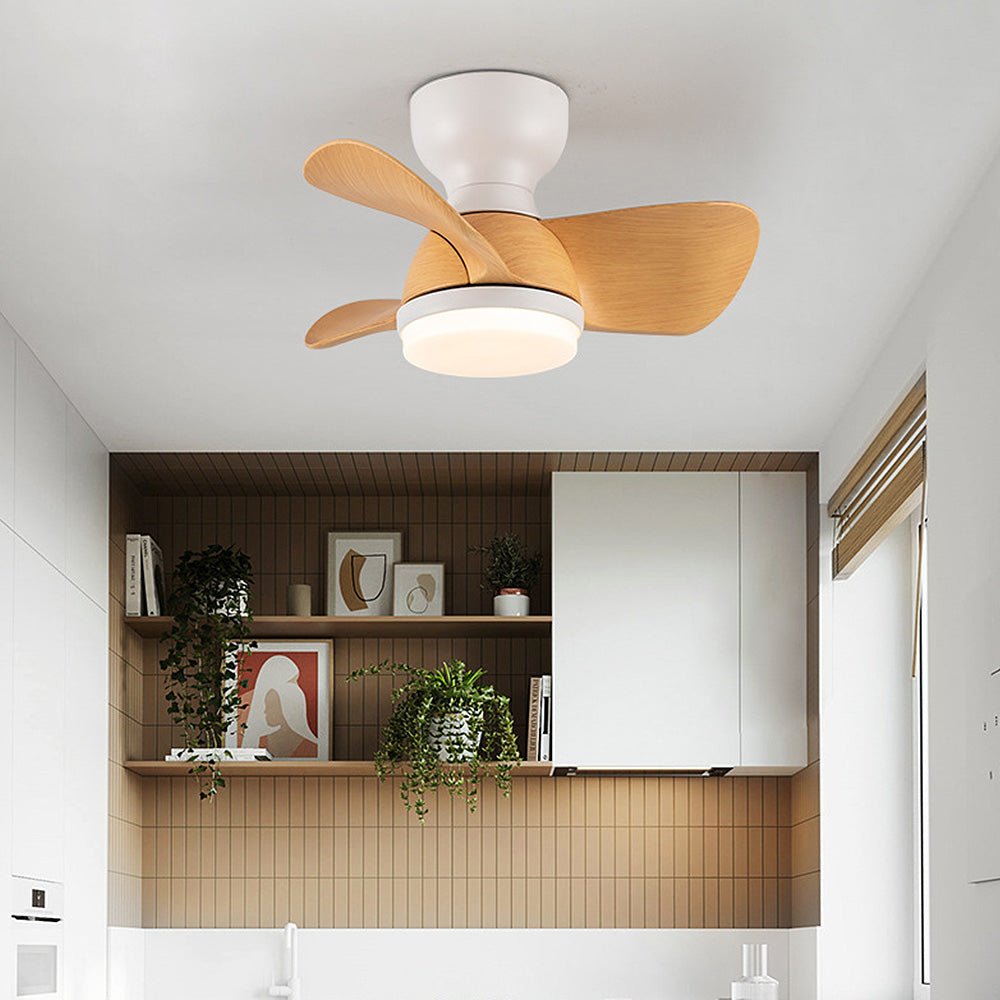 Simple stylish ceiling fan for bedroom with LED lighting