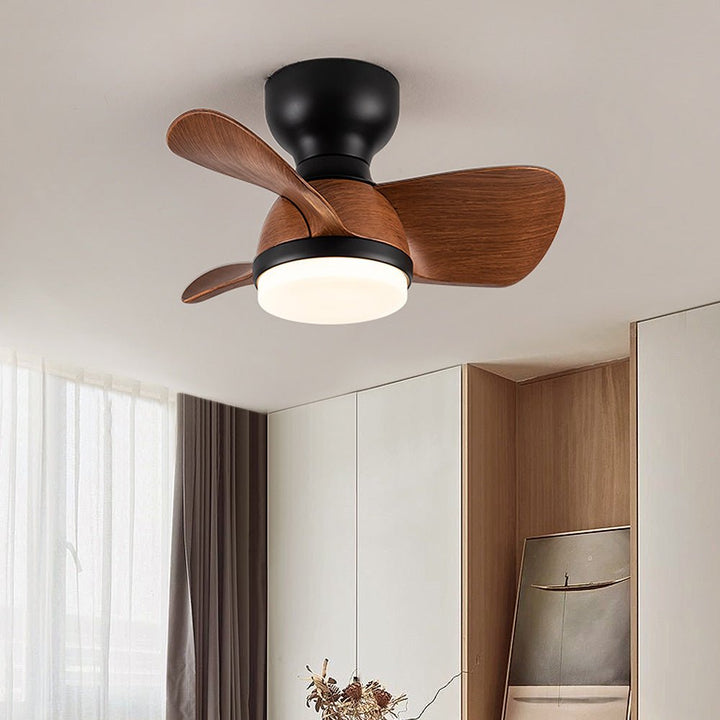 Simple stylish ceiling fan for bedroom with LED lighting