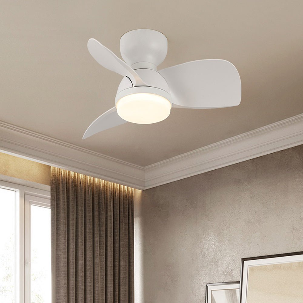 Simple stylish ceiling fan for bedroom with LED lighting