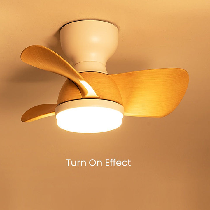 Simple stylish ceiling fan for bedroom with LED lighting