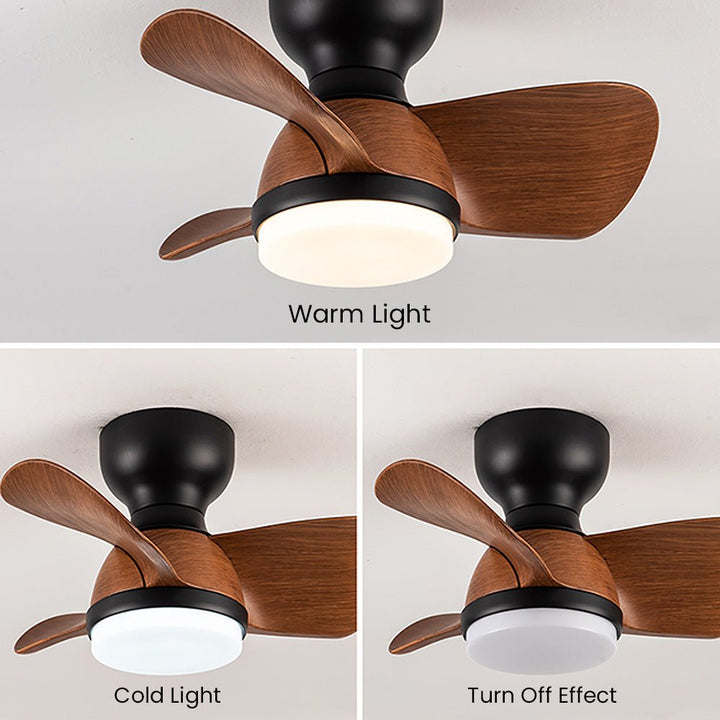 Simple stylish ceiling fan for bedroom with LED lighting