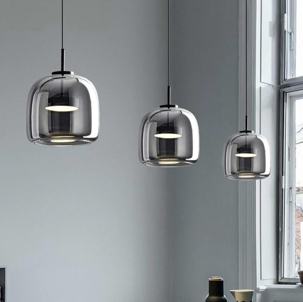 Scandinavian Black Glass Pendant Light
