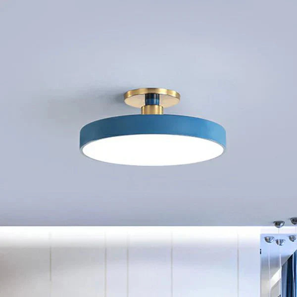 Round Flush Mount Light Scandinavian Style Acrylic Bedroom LED Semi-Coil Ceiling Lamp