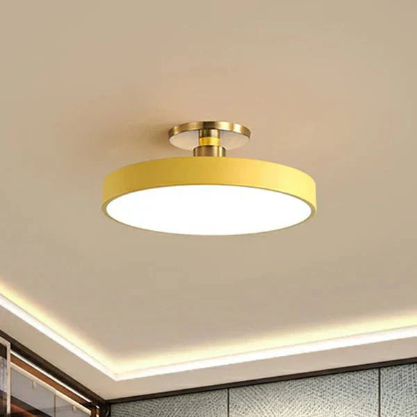 Round Flush Mount Light Scandinavian Style Acrylic Bedroom LED Semi-Coil Ceiling Lamp