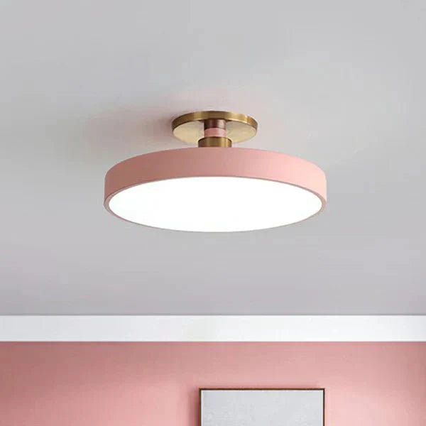 Round Flush Mount Light Scandinavian Style Acrylic Bedroom LED Semi-Coil Ceiling Lamp