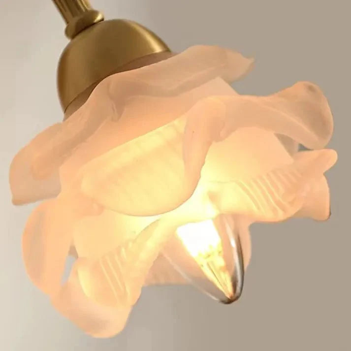 Vintage Copper Flower Petal Glass Wall Lamp