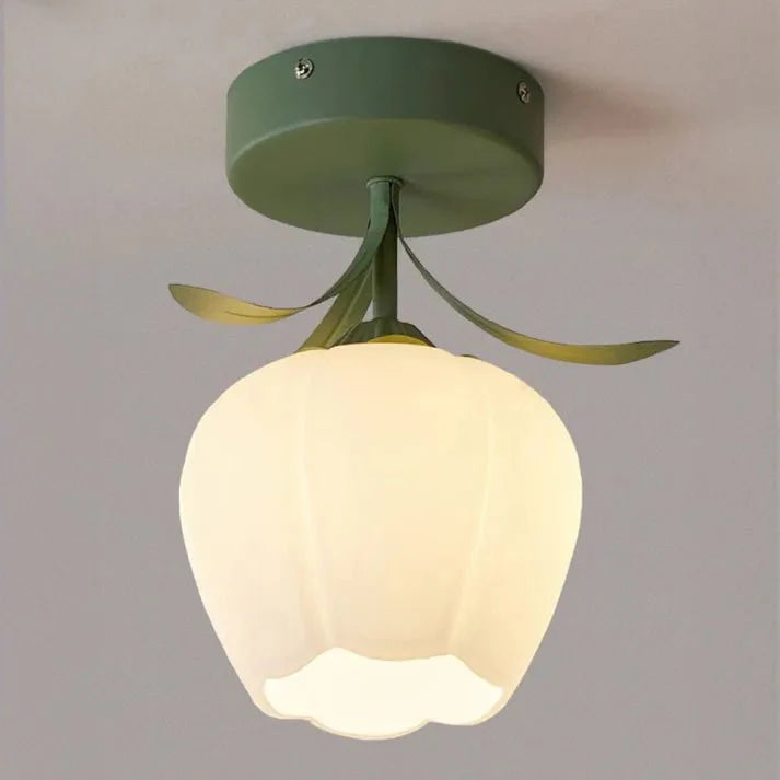 Simple Tiffany Ceiling Lamp with Mini Flowers