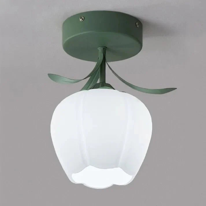 Simple Tiffany Ceiling Lamp with Mini Flowers