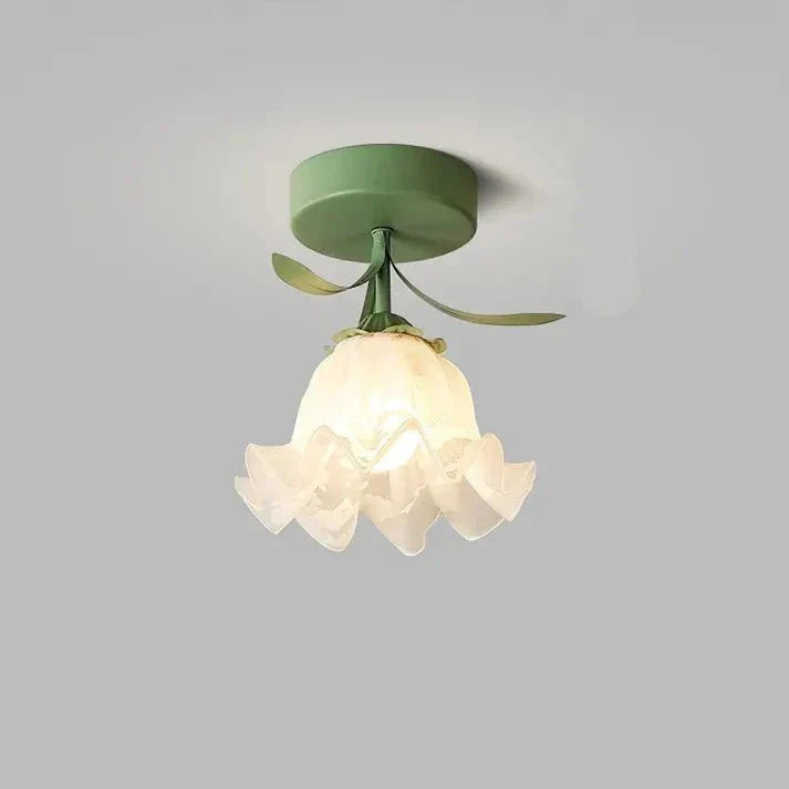 Simple Tiffany Ceiling Lamp with Mini Flowers