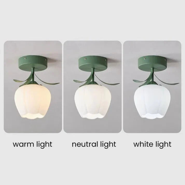 Simple Tiffany Ceiling Lamp with Mini Flowers