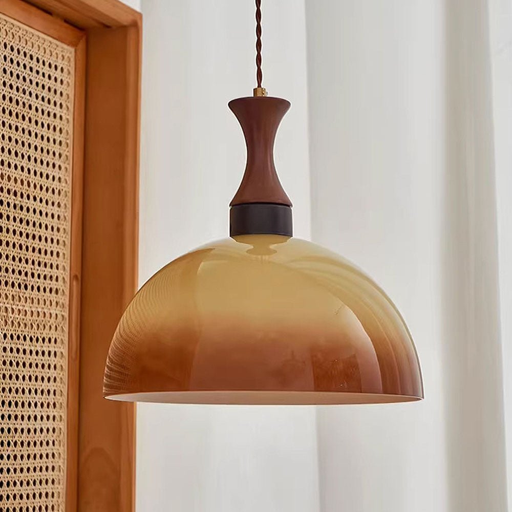 Amber Glass Farm Pendant Light