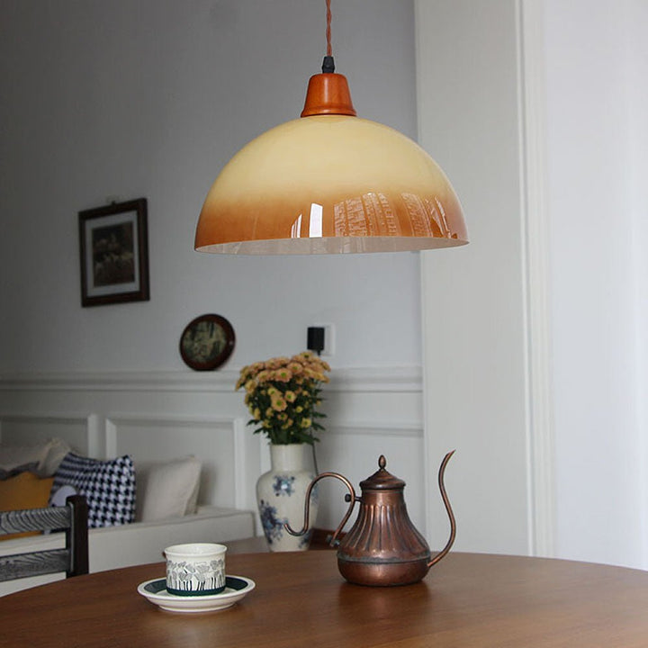 Amber Glass Farm Pendant Light