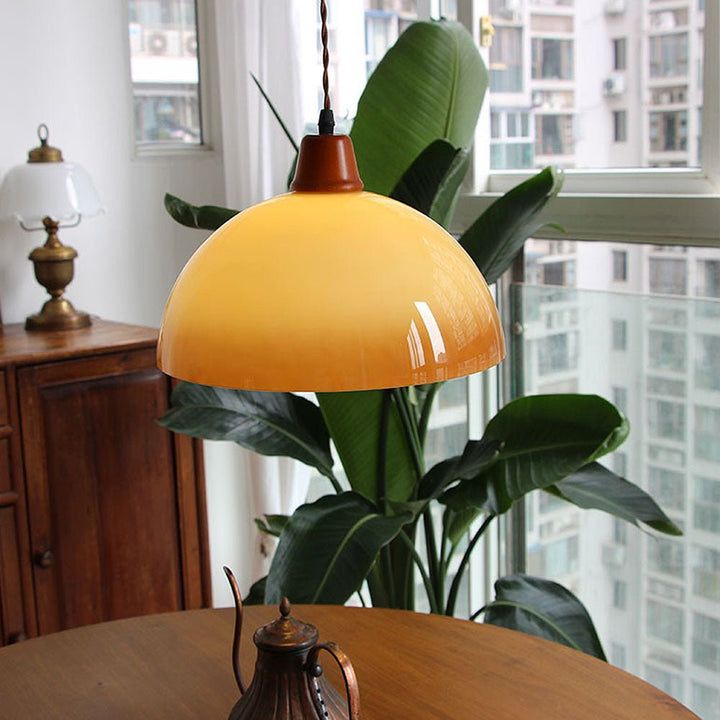 Amber Glass Farm Pendant Light