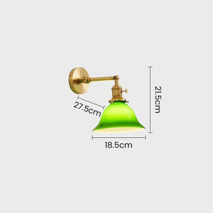 Vintage Adjustable Green Glass Wall Lamp