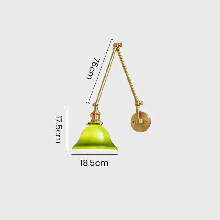 Vintage Adjustable Green Glass Wall Lamp