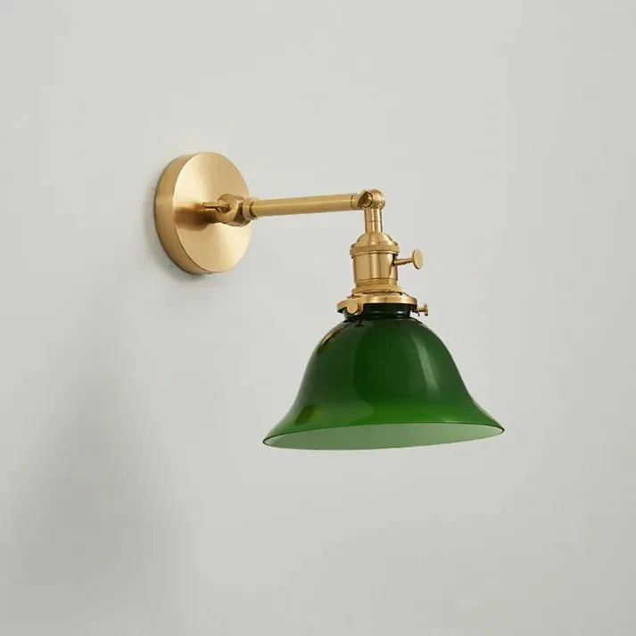 Vintage Adjustable Green Glass Wall Lamp
