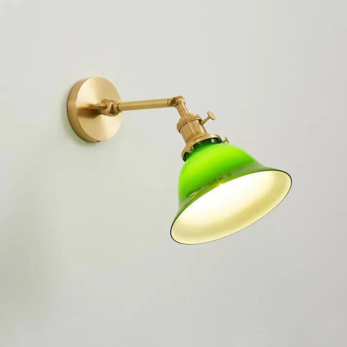 Vintage Adjustable Green Glass Wall Lamp