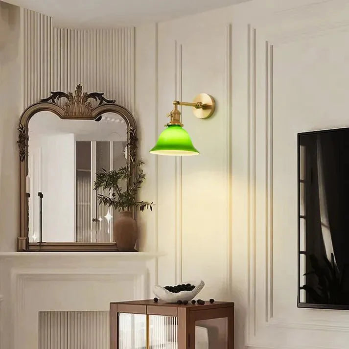 Vintage Adjustable Green Glass Wall Lamp