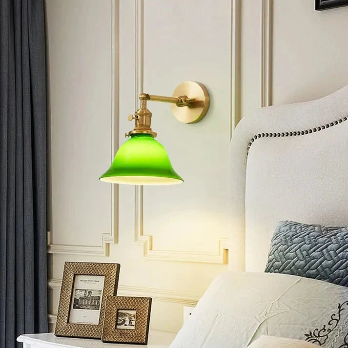 Vintage Adjustable Green Glass Wall Lamp