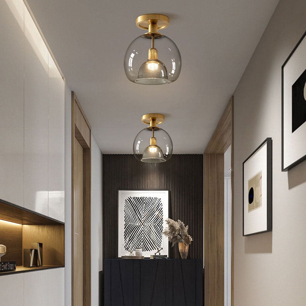 Modern Glass Hall Ceiling Lamp Gray
