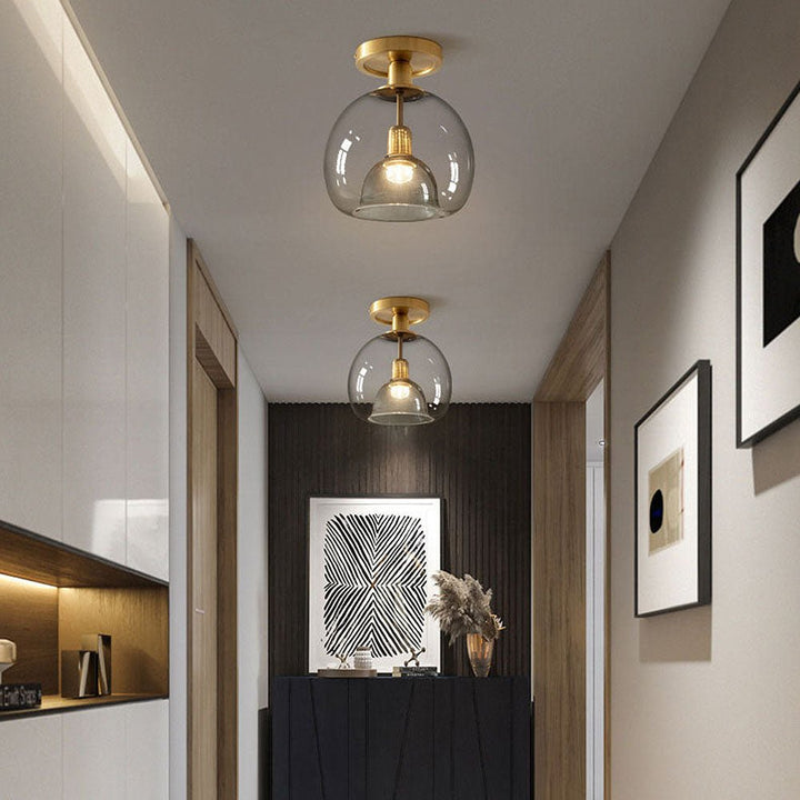 Modern Glass Hall Ceiling Lamp Gray