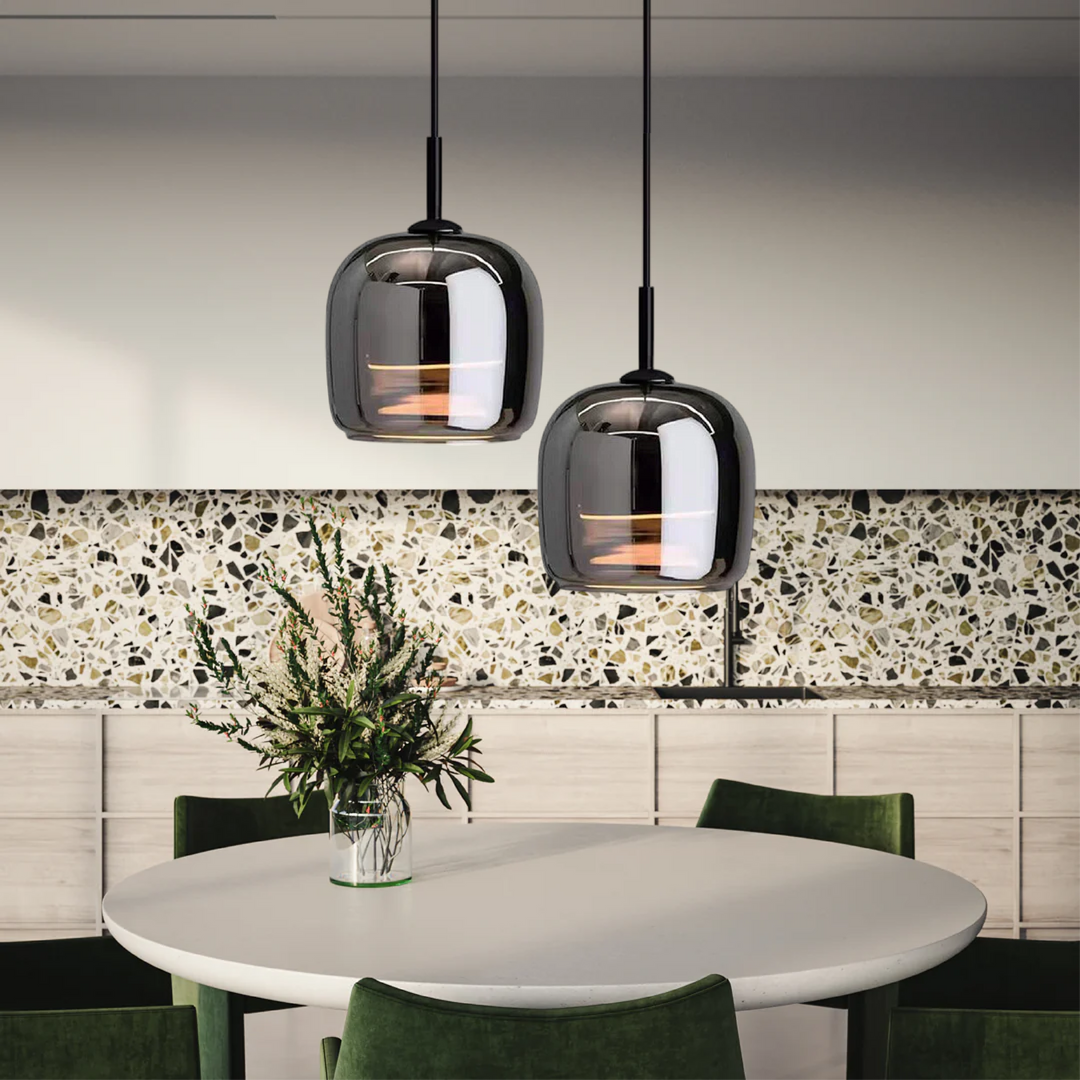 Scandinavian Black Glass Pendant Light