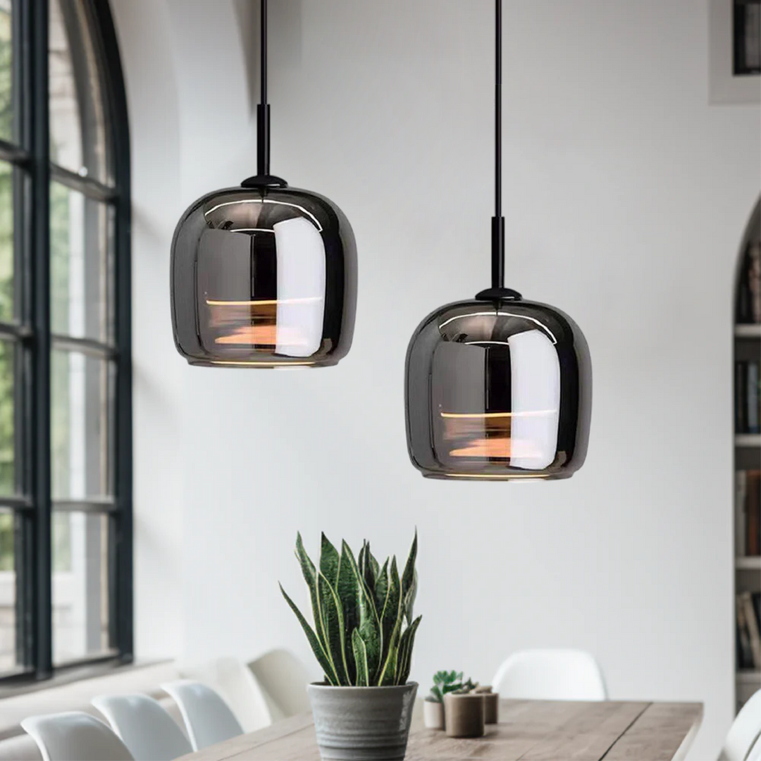 Scandinavian Black Glass Pendant Light