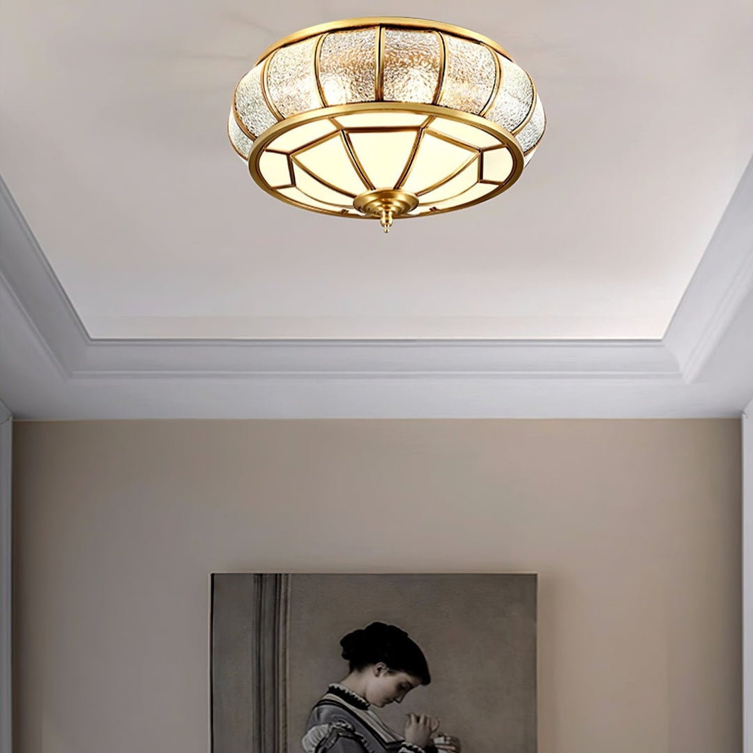 Round Glass Ceiling Lamp with Texture