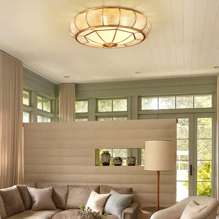Round Glass Ceiling Lamp with Texture