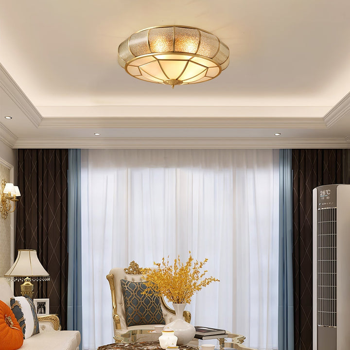Round Glass Ceiling Lamp with Texture