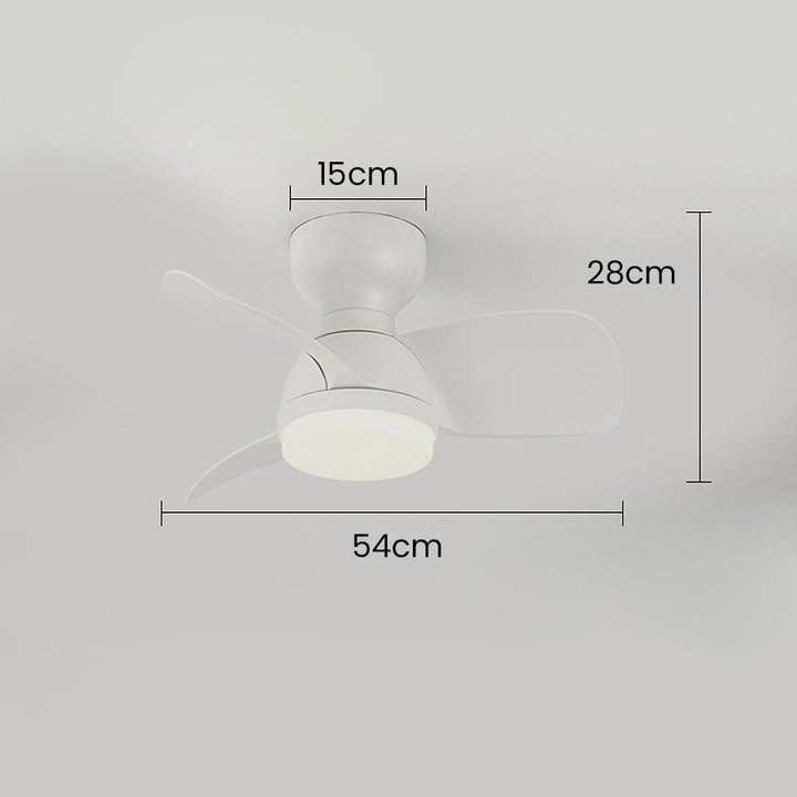Simple stylish ceiling fan for bedroom with LED lighting