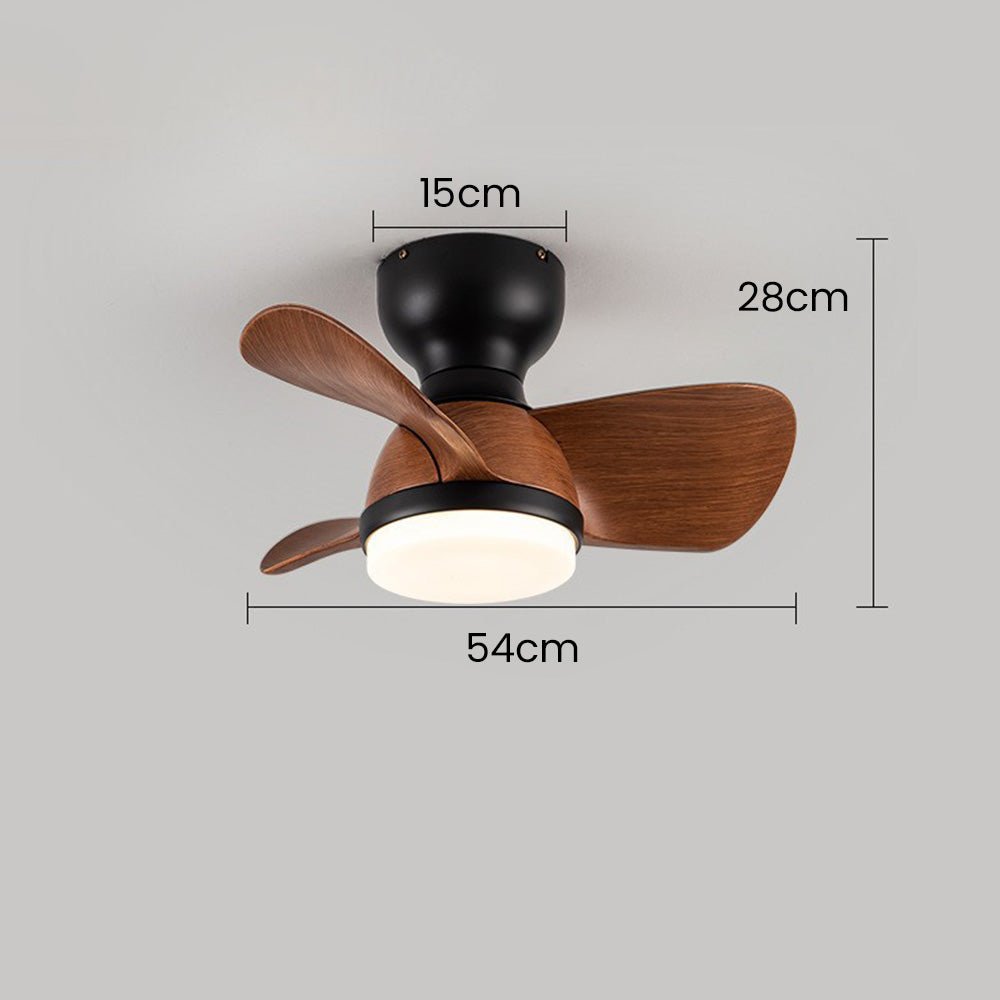 Simple stylish ceiling fan for bedroom with LED lighting