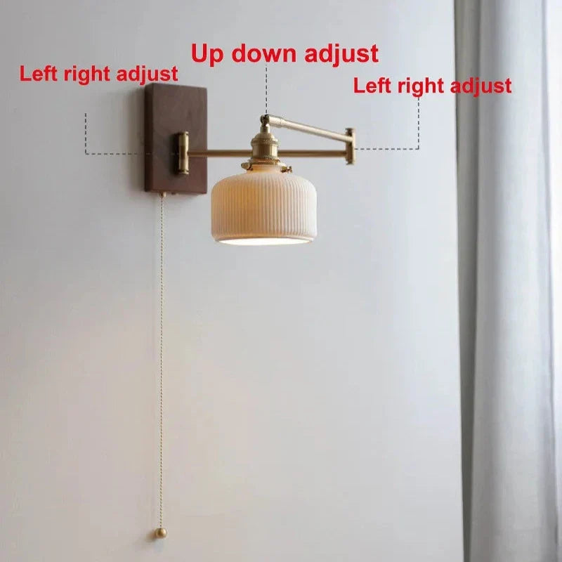 Ceramic Wall Lamp with Wooden Plate
