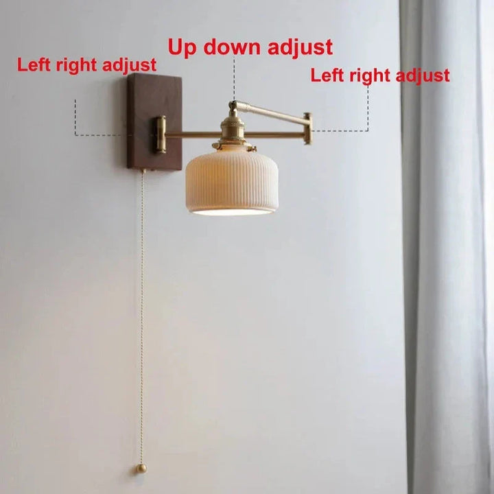 Ceramic Wall Lamp with Wooden Plate