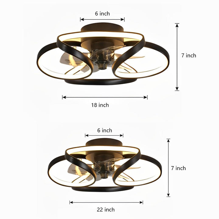 Flower LED modern recessed ceiling fan with remote control