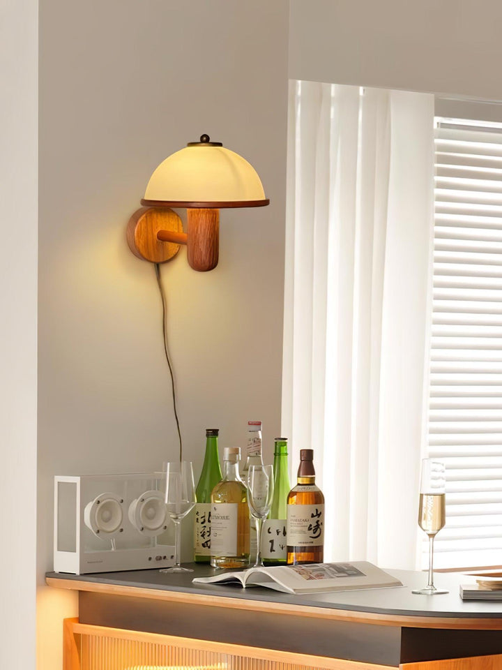 Mushroom Wooden Wall Lamp