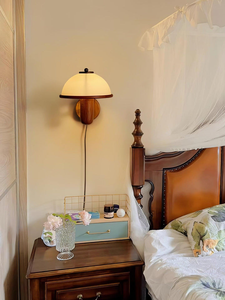 Mushroom Wooden Wall Lamp