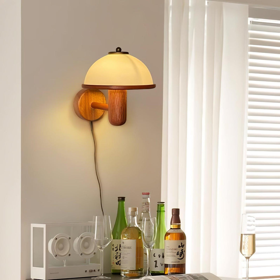 Mushroom Wooden Wall Lamp