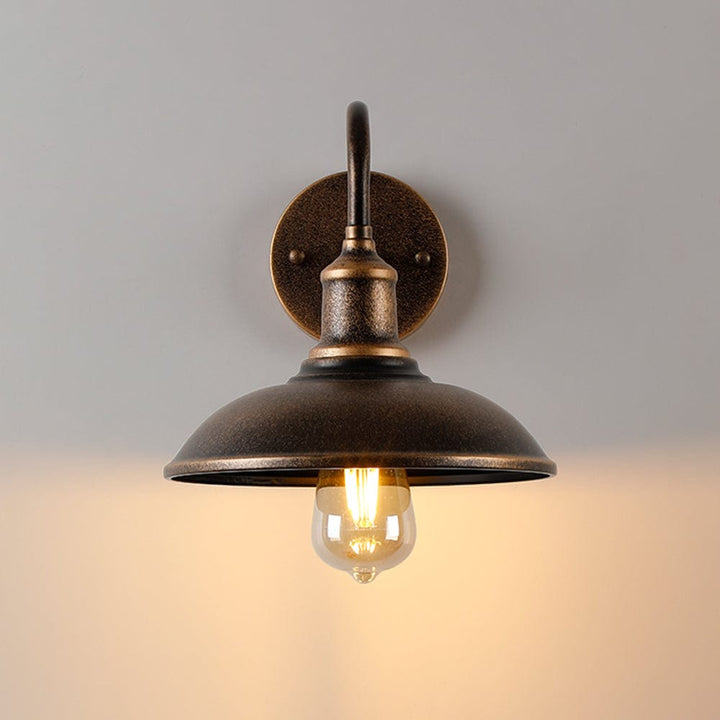 Alessio Rustic Bowl-Shaped Antique Brass IP65 Waterproof Wall Lamp for Outdoor Use