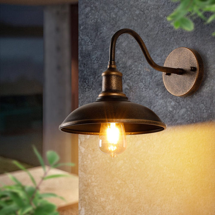 Alessio Rustic Bowl-Shaped Antique Brass IP65 Waterproof Wall Lamp for Outdoor Use