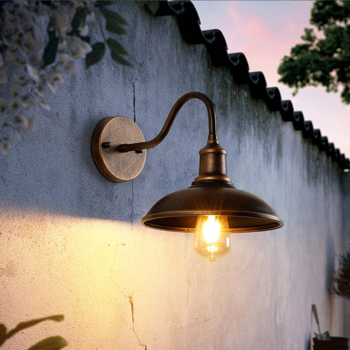 Alessio Rustic Bowl-Shaped Antique Brass IP65 Waterproof Wall Lamp for Outdoor Use