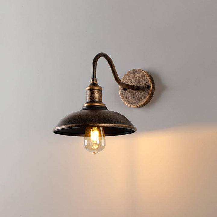 Alessio Rustic Bowl-Shaped Antique Brass IP65 Waterproof Wall Lamp for Outdoor Use
