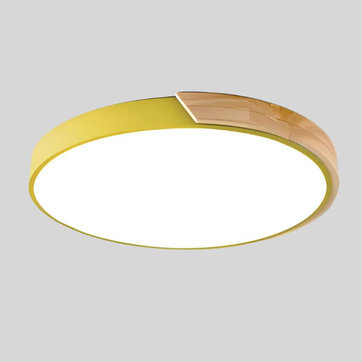 Scandinavian Wooden Macaron Round Ceiling Lamp