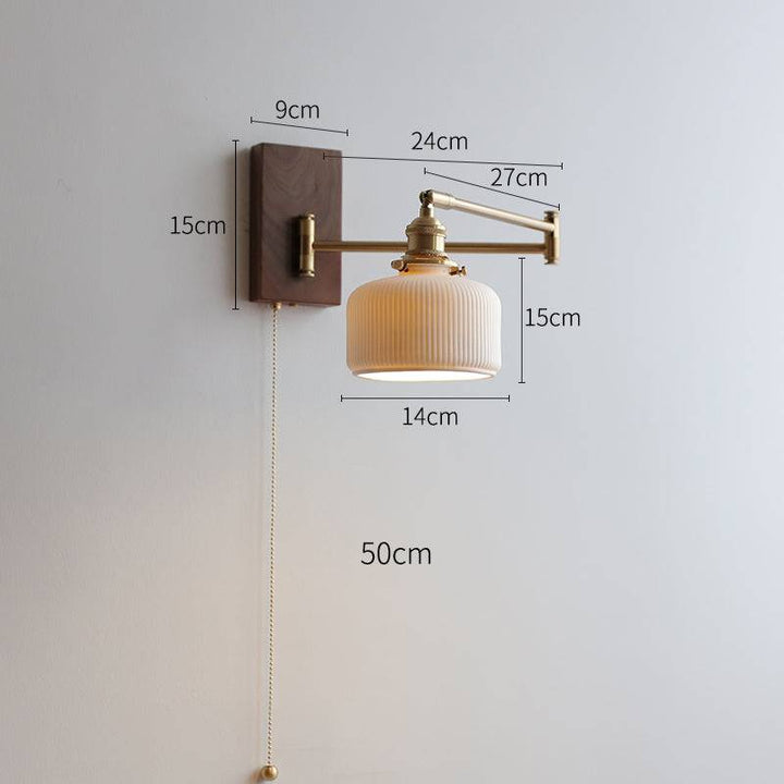 Ceramic Wall Lamp with Wooden Plate