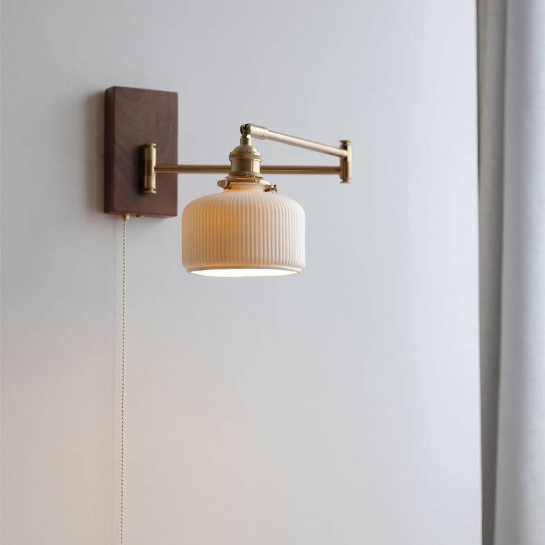 Ceramic Wall Lamp with Wooden Plate