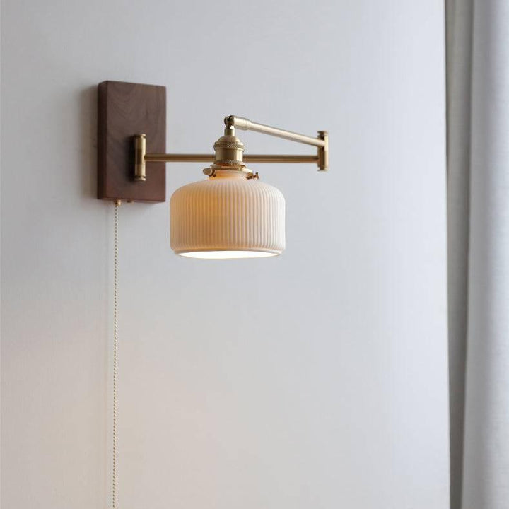 Ceramic Wall Lamp with Wooden Plate