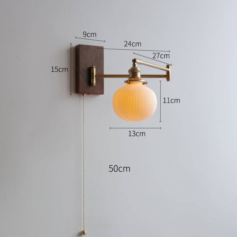 Ceramic Wall Lamp with Wooden Plate