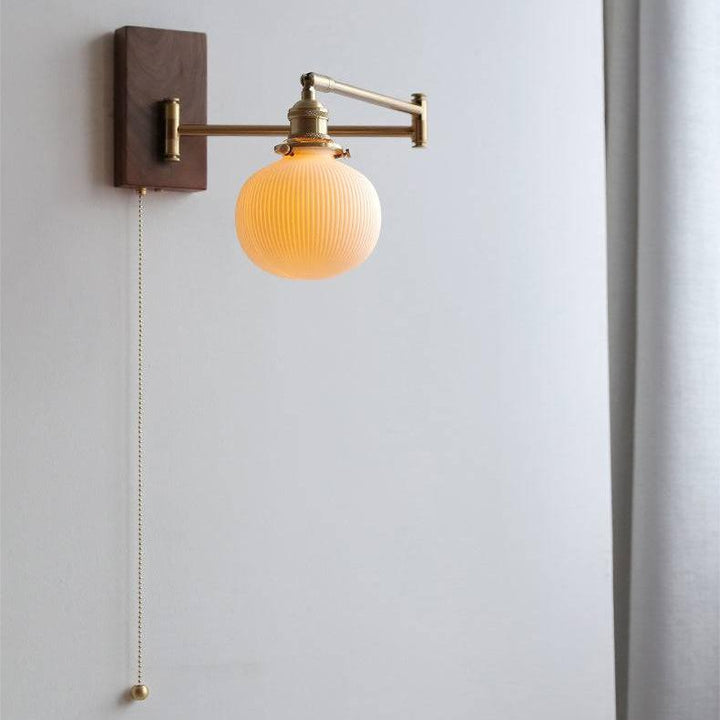 Ceramic Wall Lamp with Wooden Plate