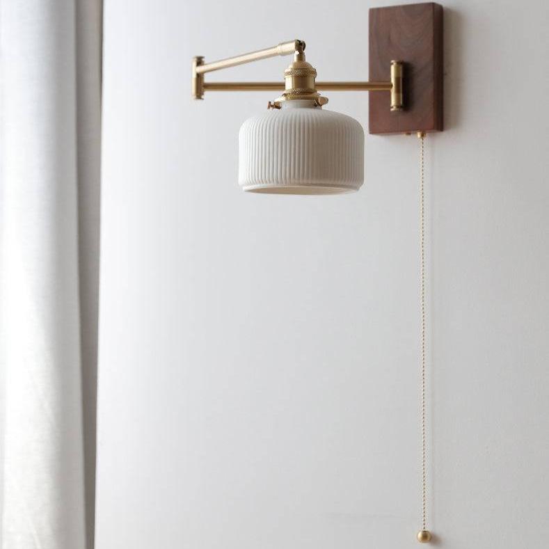 Ceramic Wall Lamp with Wooden Plate