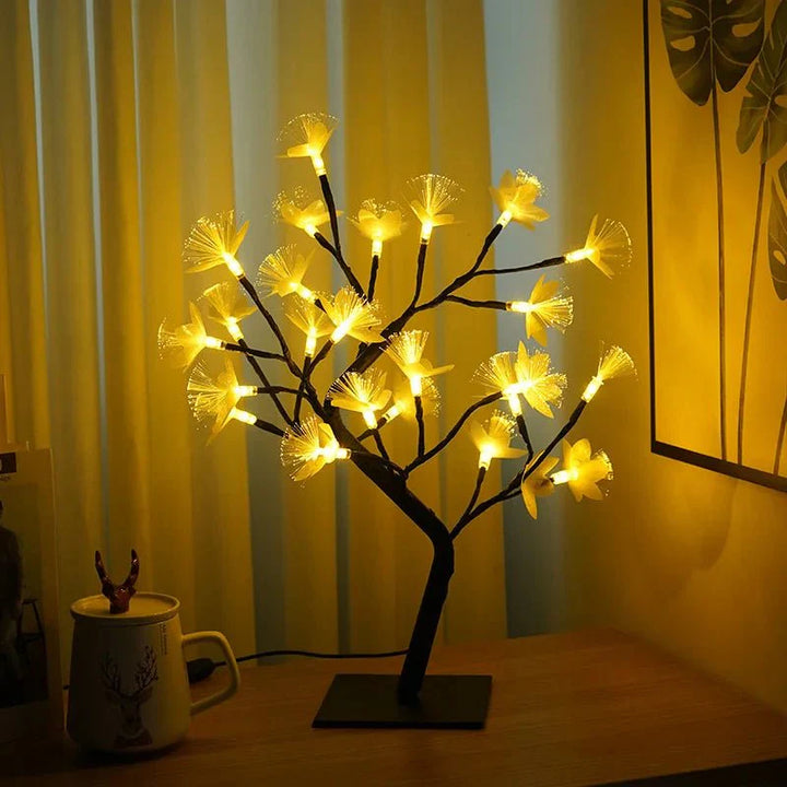 White Birch Fiber Optic Flower Tree Light